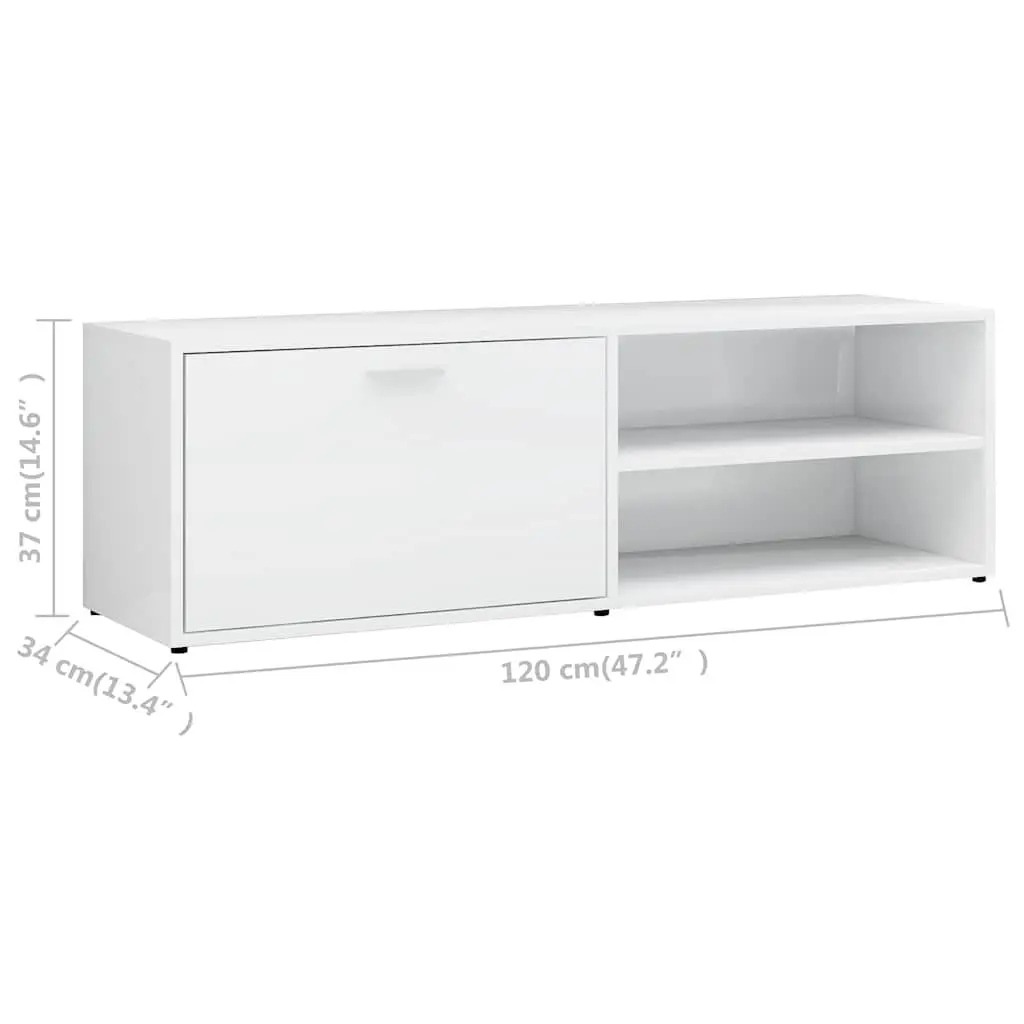 TV Cabinet White High Gloss Storage Unit Media Stand Entertainment Furniture