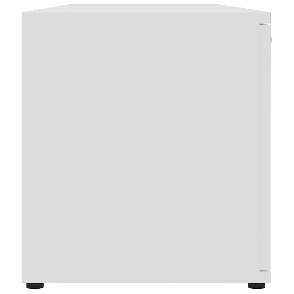 White TV Cabinet with 2 Doors and Open Compartments