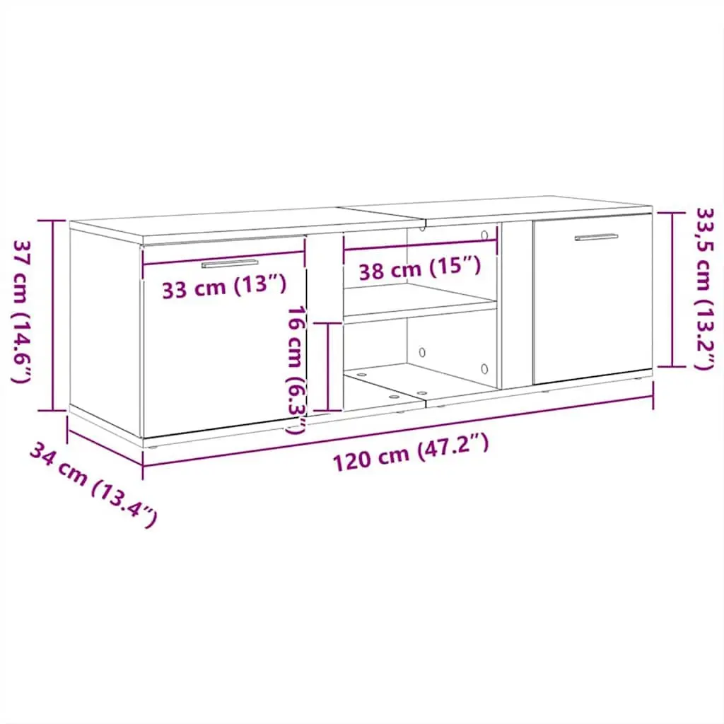 White TV Cabinet with 2 Doors and Open Compartments