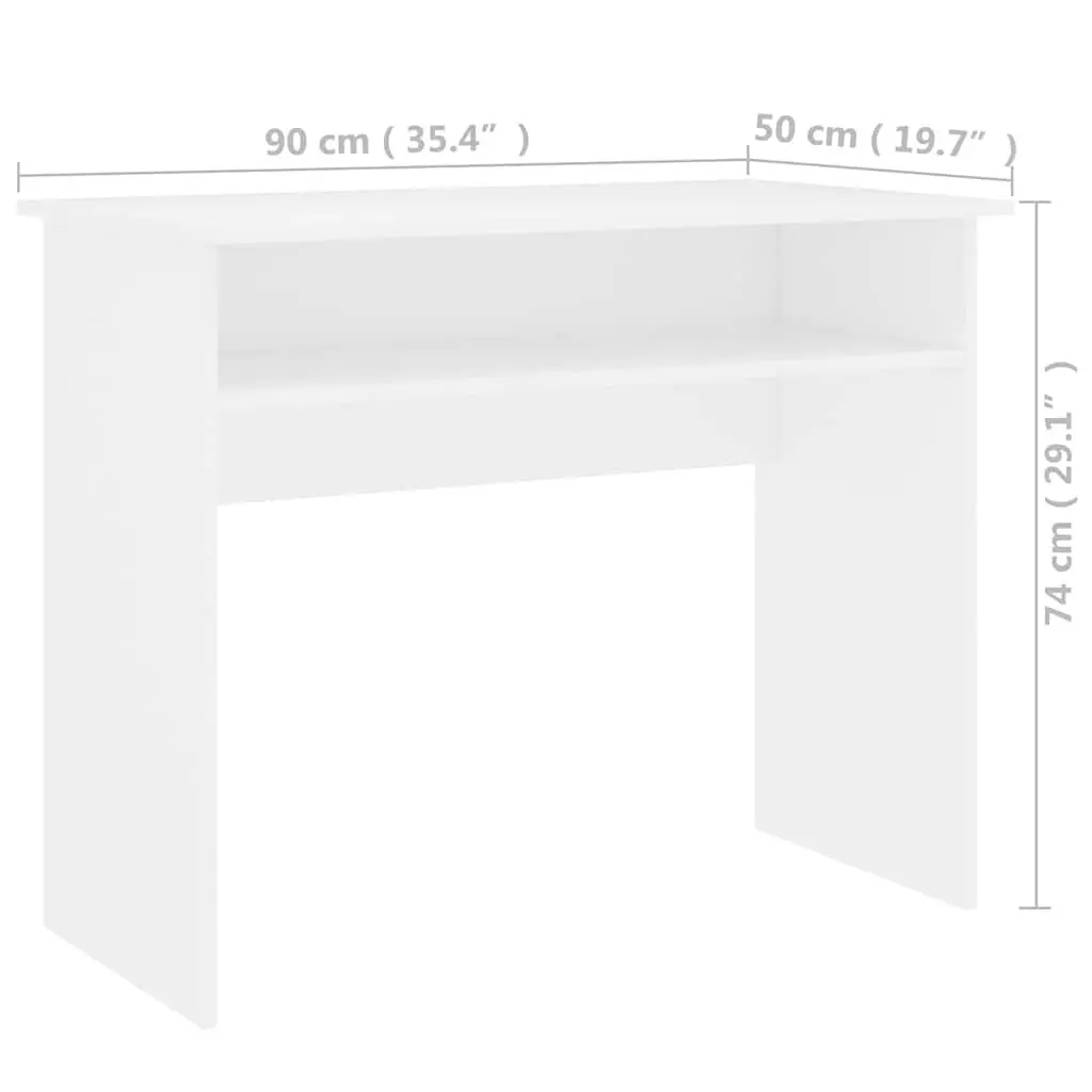 White Desk with Storage Shelf for Work or Study