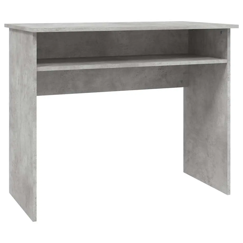 Grey Engineered Wood Computer Desk with Storage Shelf