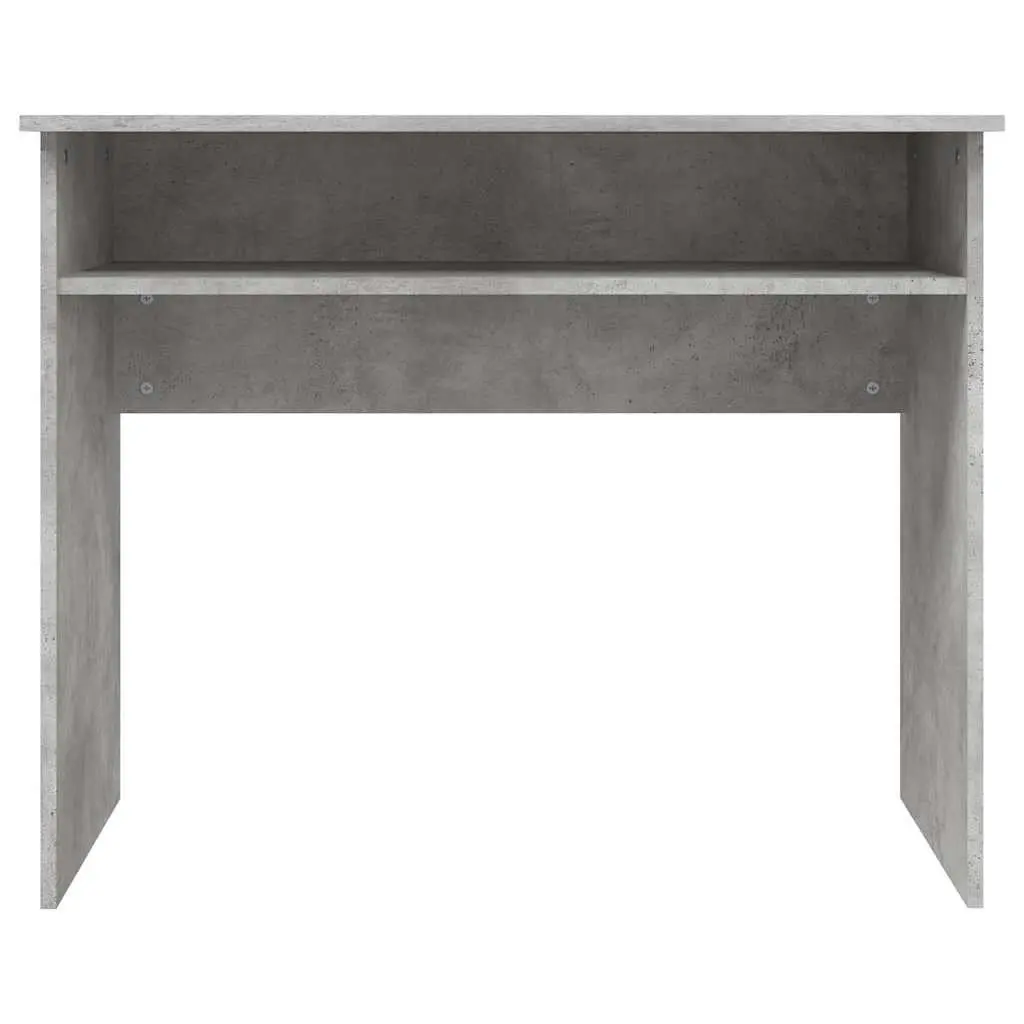 Grey Engineered Wood Computer Desk with Storage Shelf