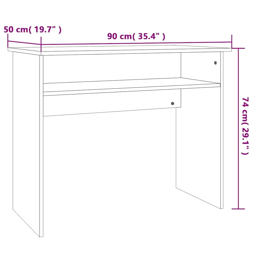 Grey Engineered Wood Computer Desk with Storage Shelf