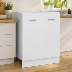 Charming White Kitchen Bottom Cabinet with Shelves 60x46x81.5cm