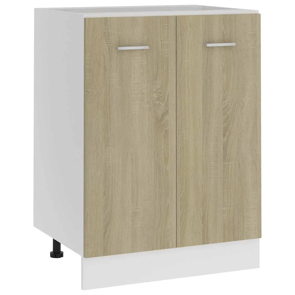 Kitchen Bottom Cabinet Sonoma Oak 60x46x81.5 cm Storage Unit 2 Doors 2 Shelves