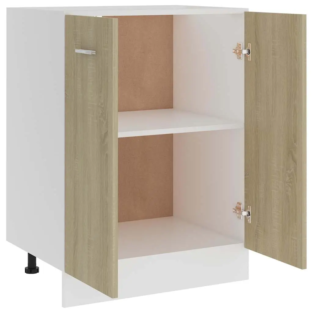 Kitchen Bottom Cabinet Sonoma Oak 60x46x81.5 cm Storage Unit 2 Doors 2 Shelves