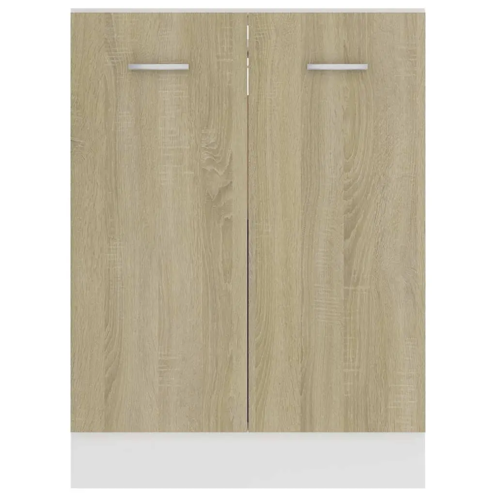 Kitchen Bottom Cabinet Sonoma Oak 60x46x81.5 cm Storage Unit 2 Doors 2 Shelves