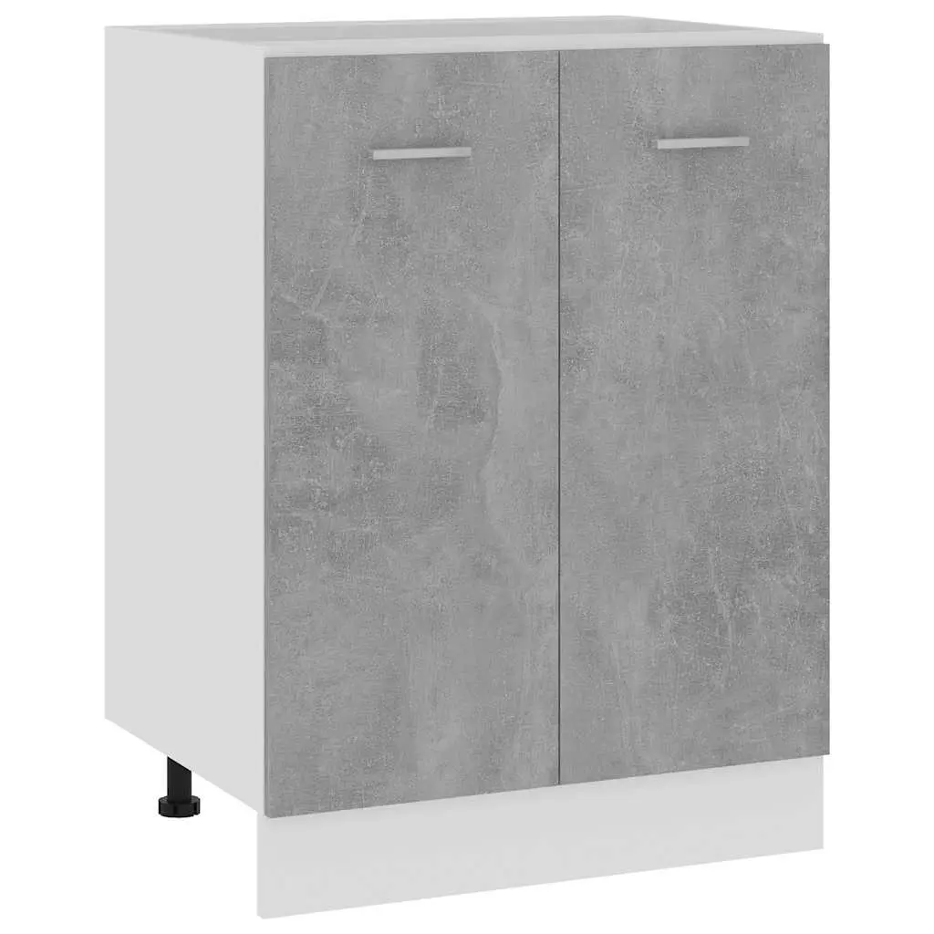 Bottom Kitchen Cabinet Grey Engineered Wood Two Doors Shelves