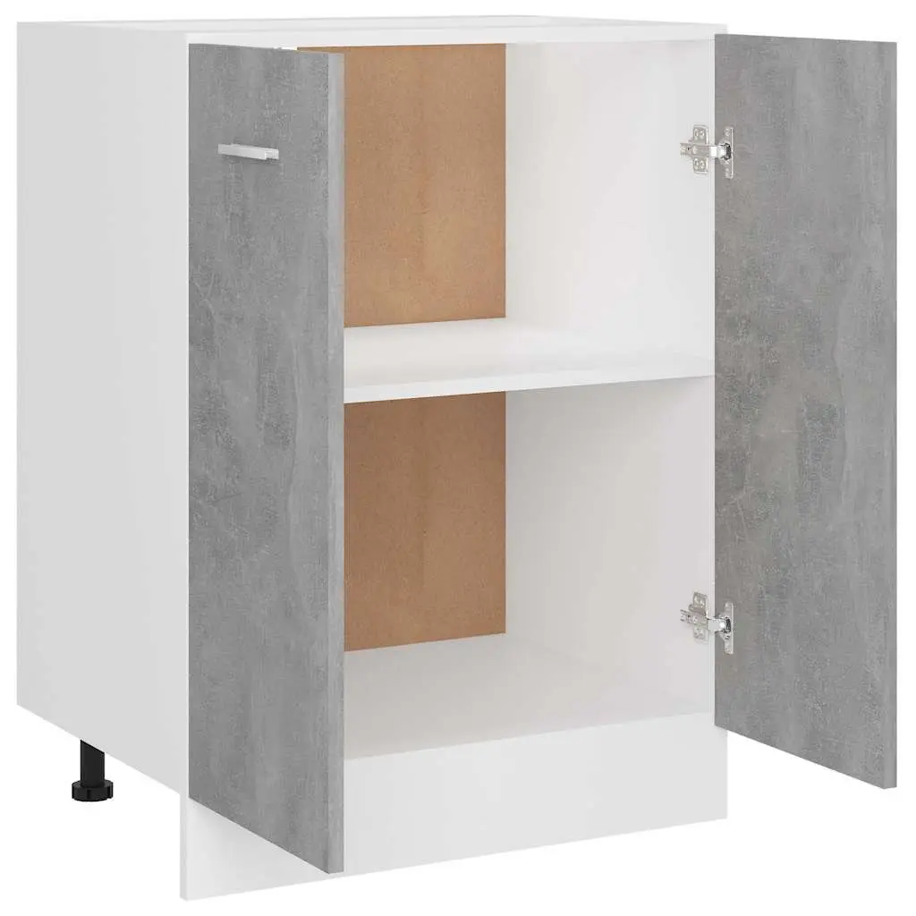 Bottom Kitchen Cabinet Grey Engineered Wood Two Doors Shelves