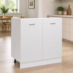 White Engineered Wood Sink Bottom Kitchen Cabinet 80cm