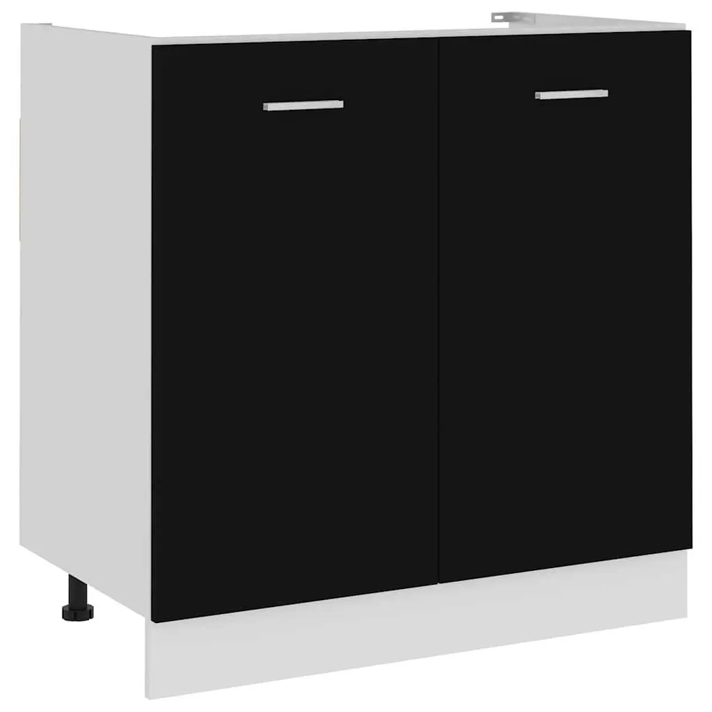 Black Under Sink Storage Cabinet 80x46x81.5cm