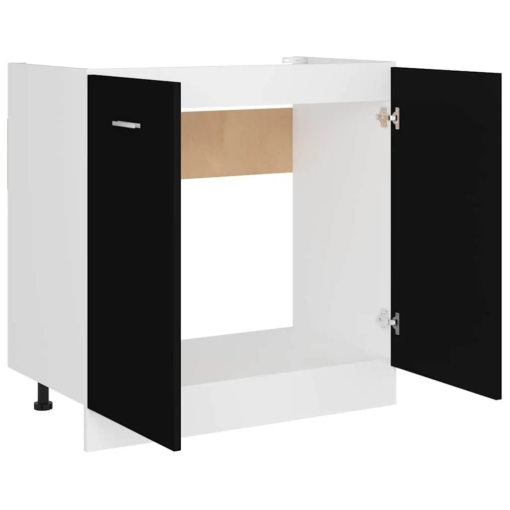 Black Under Sink Storage Cabinet 80x46x81.5cm