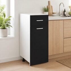 Black Engineered Wood Kitchen Cabinet with Drawer
