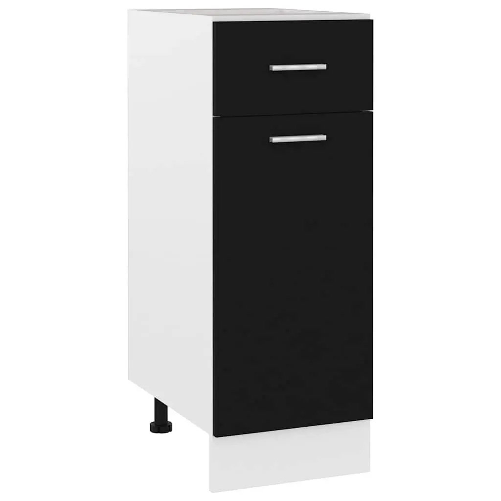 Black Engineered Wood Kitchen Cabinet with Drawer