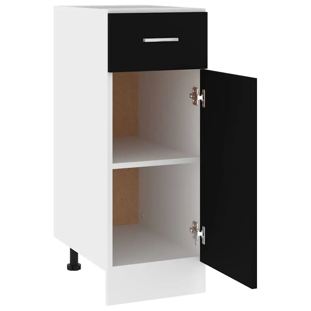 Black Engineered Wood Kitchen Cabinet with Drawer