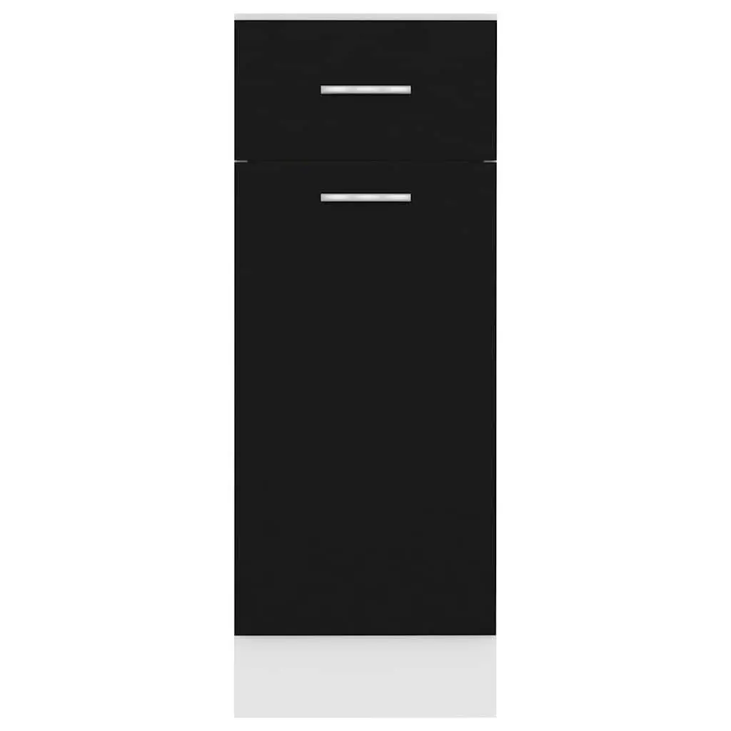Black Engineered Wood Kitchen Cabinet with Drawer