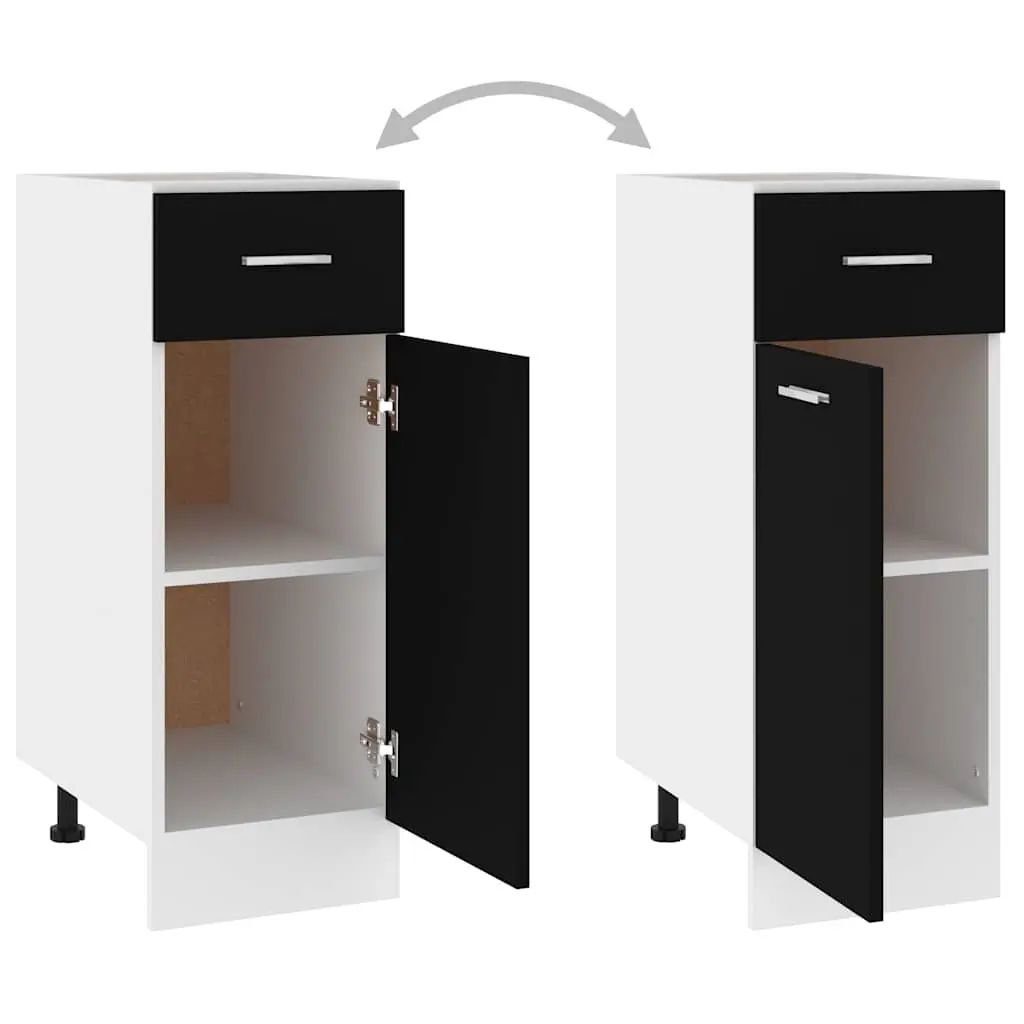 Black Engineered Wood Kitchen Cabinet with Drawer