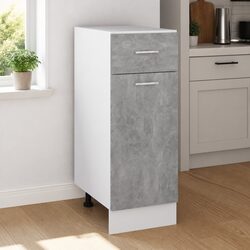 Grey Kitchen Storage Cabinet with Drawer and Shelves