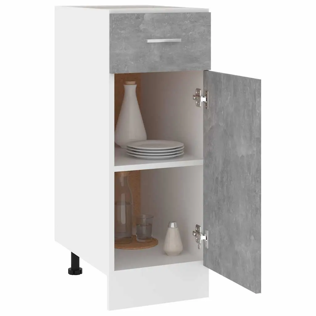 Grey Kitchen Storage Cabinet with Drawer and Shelves