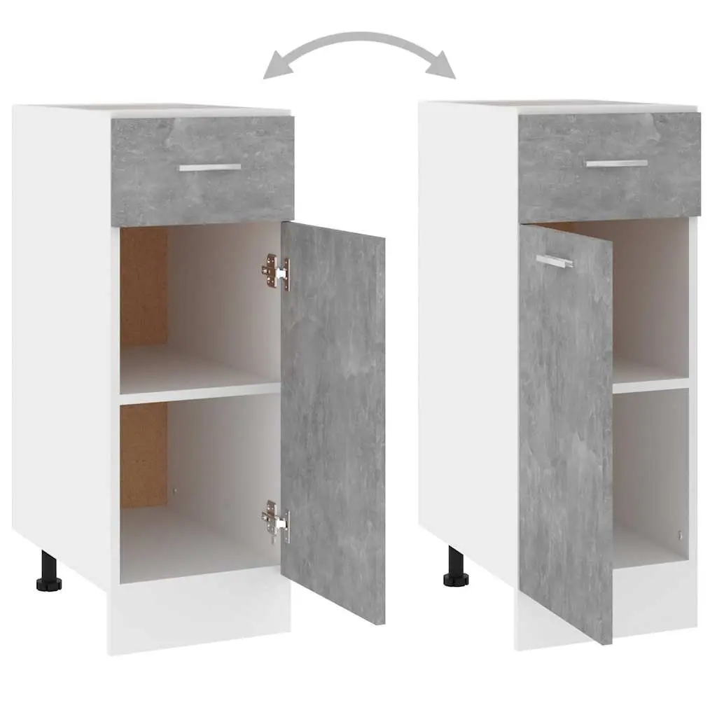 Grey Kitchen Storage Cabinet with Drawer and Shelves