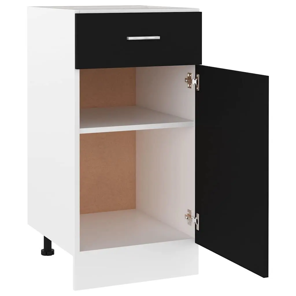 Black Kitchen Drawer Cabinet with Organiser Shelves