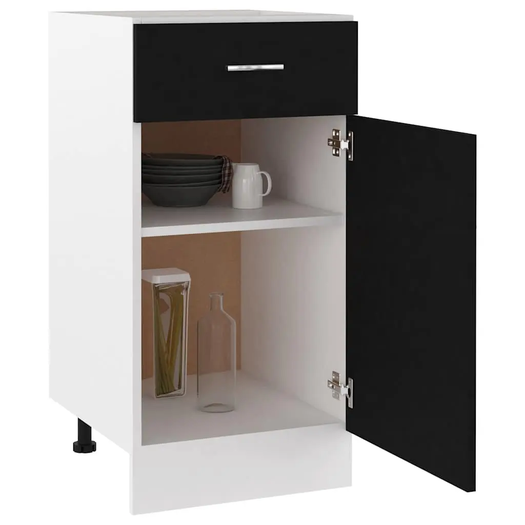 Black Kitchen Drawer Cabinet with Organiser Shelves