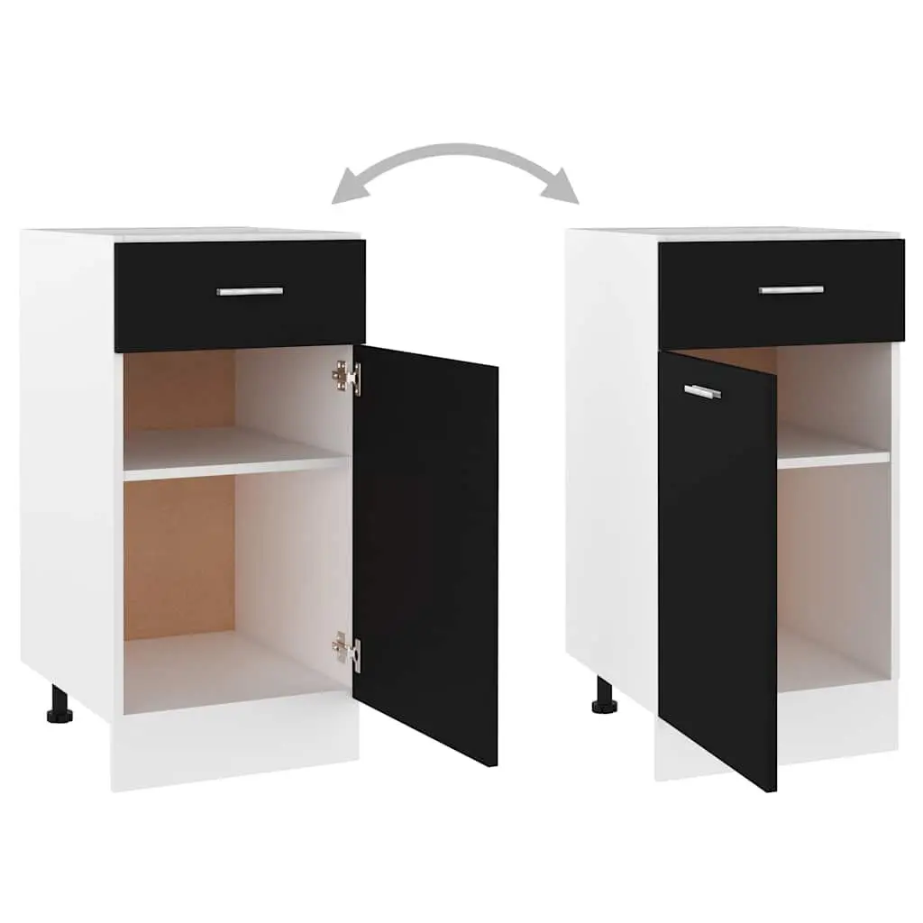 Black Kitchen Drawer Cabinet with Organiser Shelves