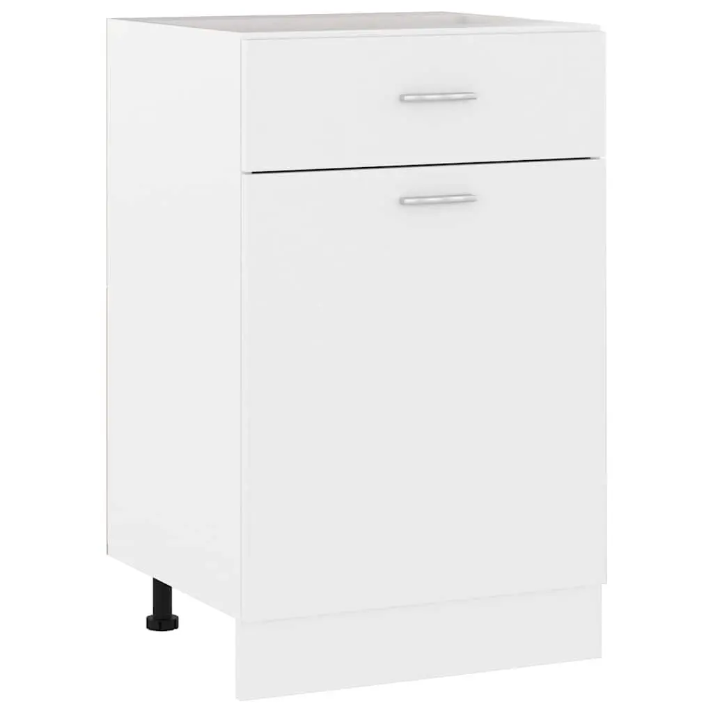 White Kitchen Storage Cabinet with Drawer and Shelves