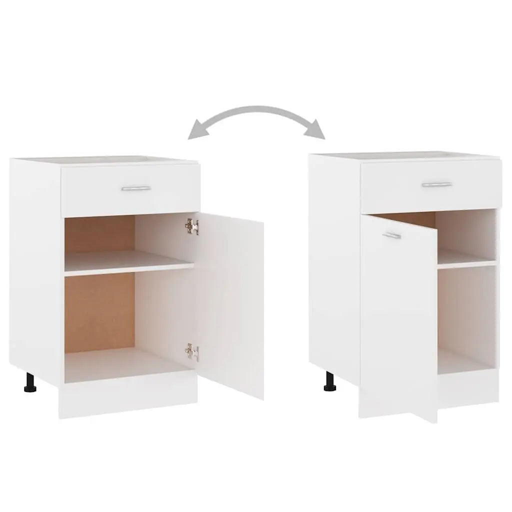 White Kitchen Storage Cabinet with Drawer and Shelves