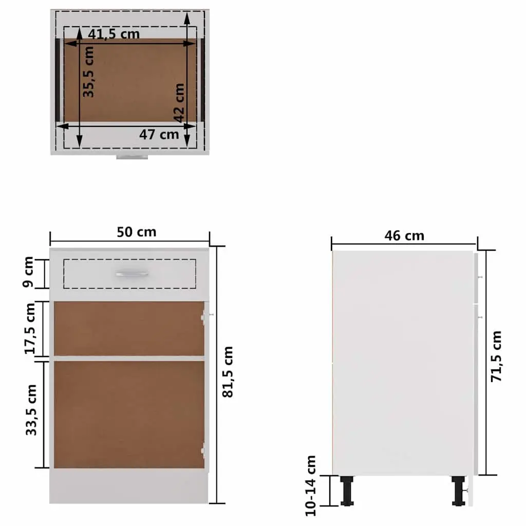 White Kitchen Storage Cabinet with Drawer and Shelves