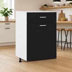 Elegant Black Engineered Wood Kitchen Storage Cabinet