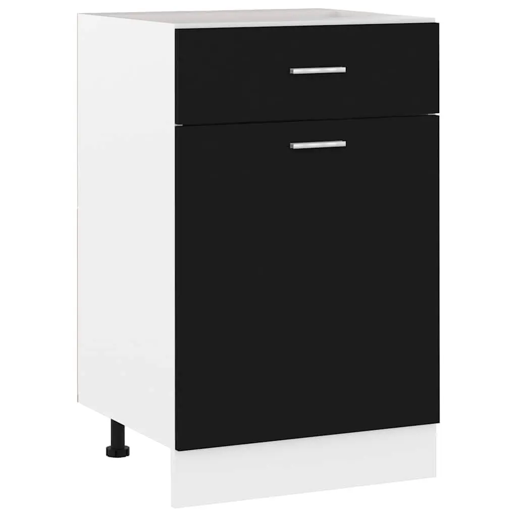 Black Engineered Wood Kitchen Storage Cabinet