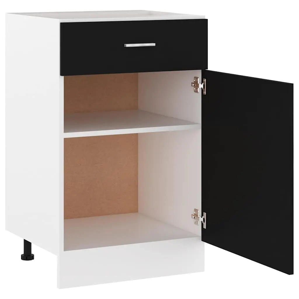Black Engineered Wood Kitchen Storage Cabinet