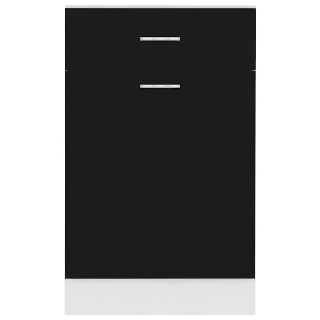 Black Engineered Wood Kitchen Storage Cabinet