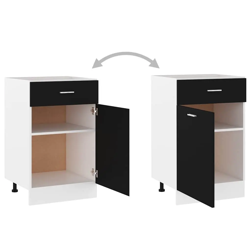 Black Engineered Wood Kitchen Storage Cabinet