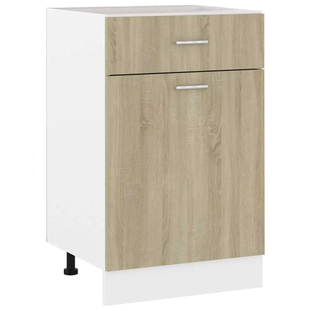 Brown Engineered Wood Kitchen Storage Cabinet with Drawer
