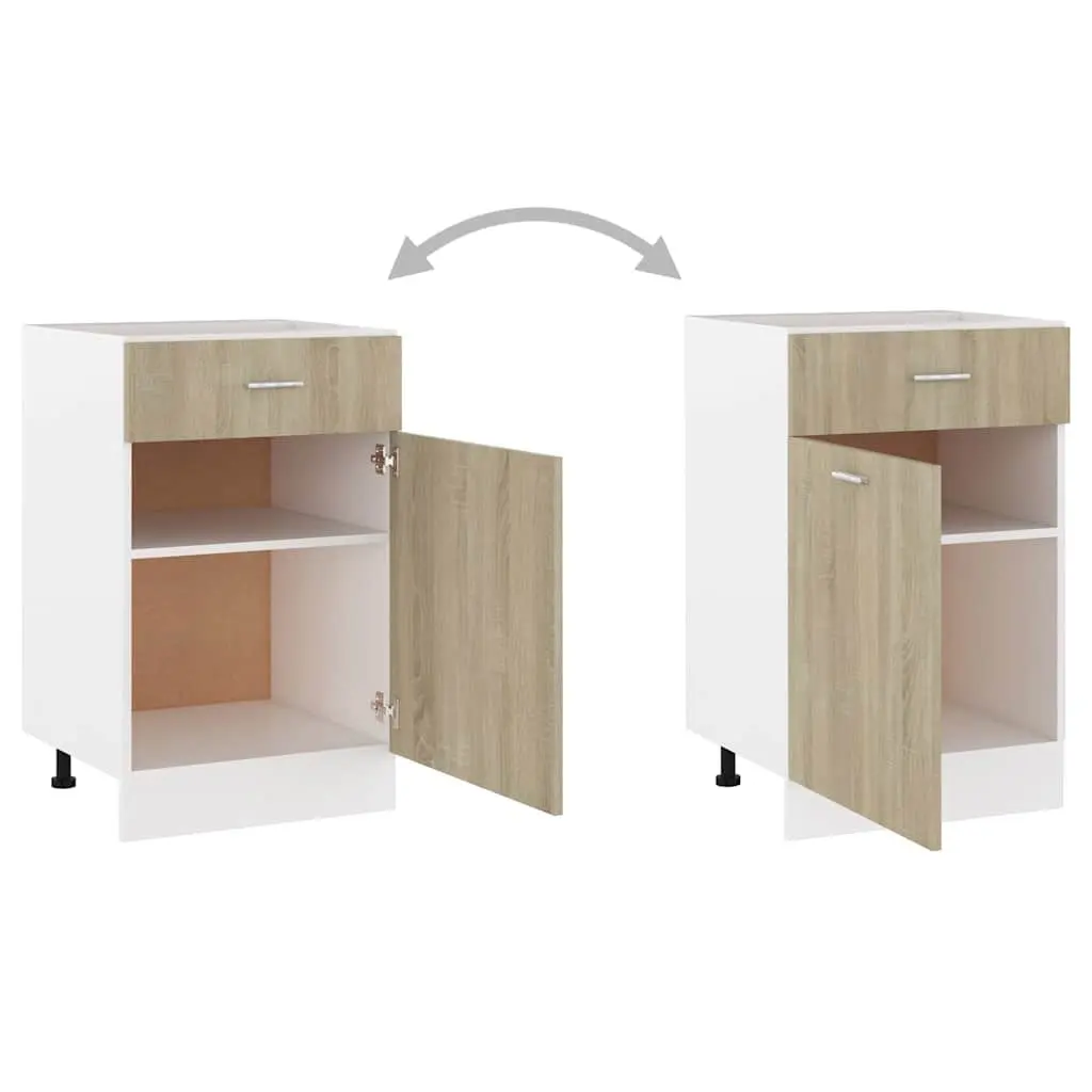 Brown Engineered Wood Kitchen Storage Cabinet with Drawer