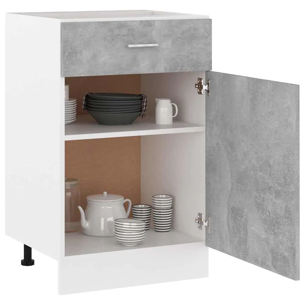 Grey Storage Cupboard with Organiser Shelves and Drawer
