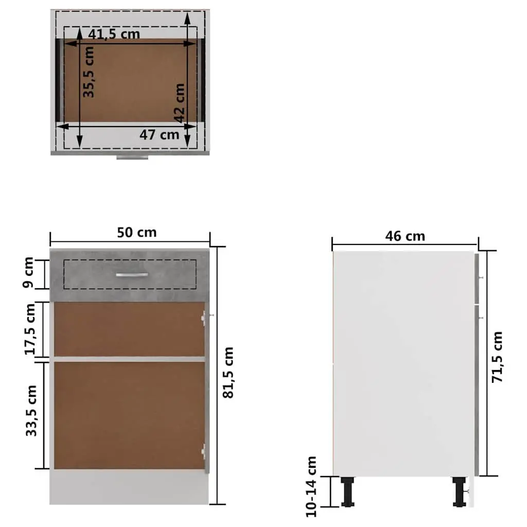 Grey Storage Cupboard with Organiser Shelves and Drawer