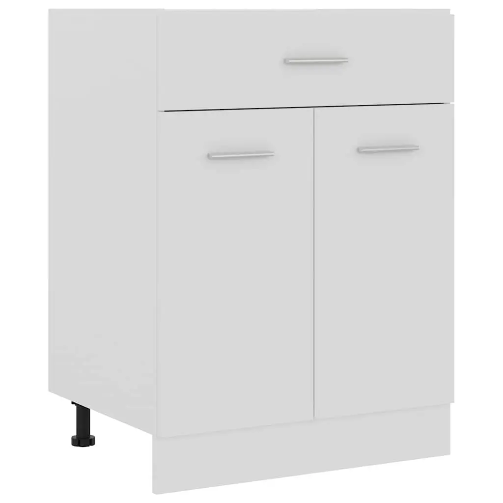 White Scandinavian Kitchen Storage Cabinet with Drawer