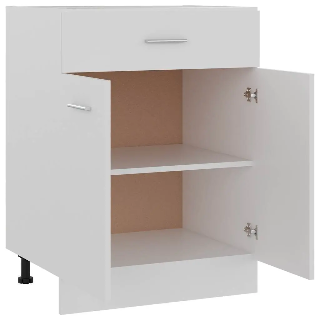 White Scandinavian Kitchen Storage Cabinet with Drawer