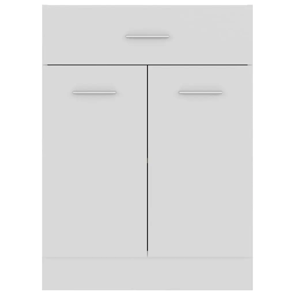 White Scandinavian Kitchen Storage Cabinet with Drawer