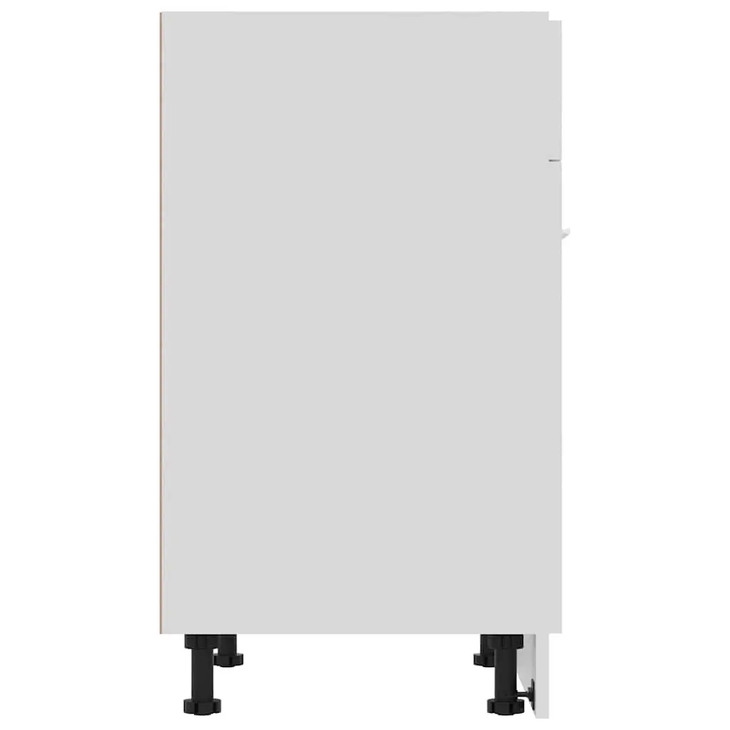 White Scandinavian Kitchen Storage Cabinet with Drawer