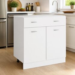 White Kitchen Cabinet for Organized Storage 80x46x81.5cm