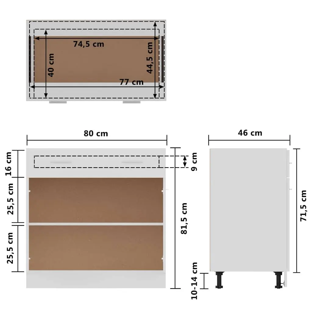 White Kitchen Cabinet for Organized Storage 80x46x81.5cm