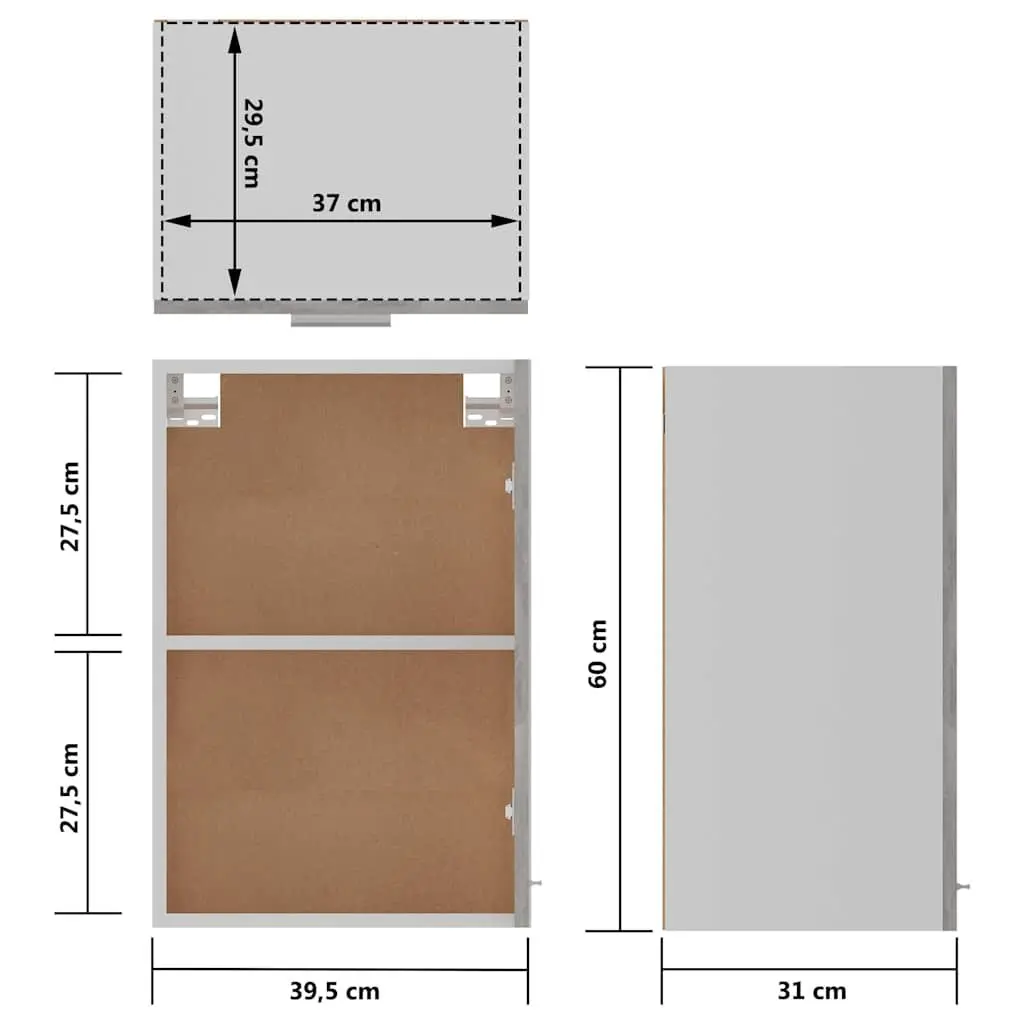 Hanging Kitchen Cabinet Grey Engineered Wood with Shelves