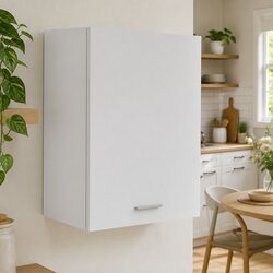 White Wall-Mounted Hanging Kitchen Cabinet with Two Shelves