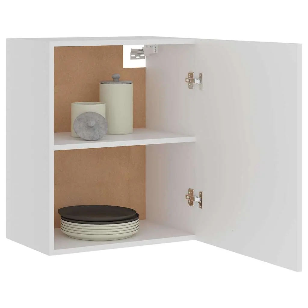 White Wall-Mounted Hanging Kitchen Cabinet with Two Shelves