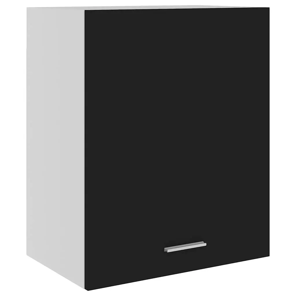 Hanging Kitchen Cabinet Black Wall Mount Storage Cupboard Engineered Wood 50W x 31D x 60H cm