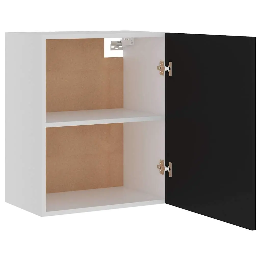 Hanging Kitchen Cabinet Black Wall Mount Storage Cupboard Engineered Wood 50W x 31D x 60H cm